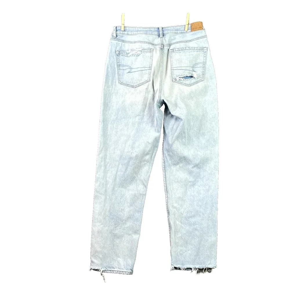 American Eagle Outfitters Mom Jeans Womens 8 Blue Denim Distressed Streetwear